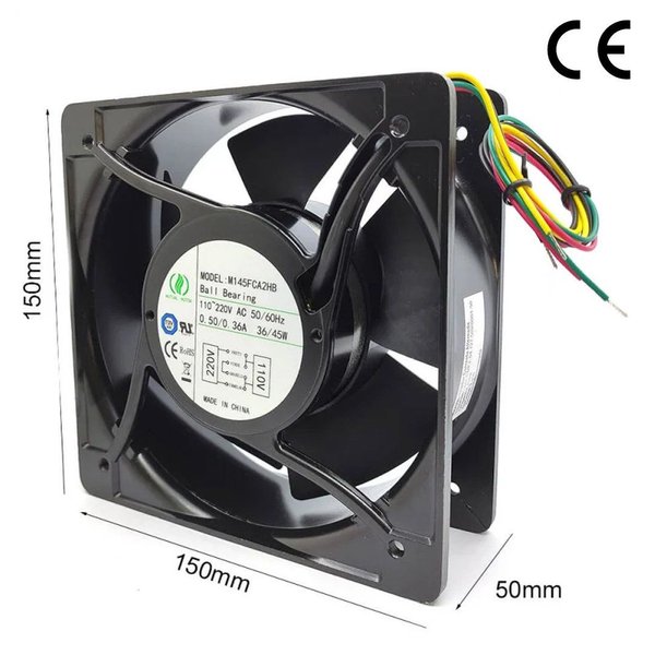 Ventilador AC 150x150x50mm 110/220V Rolamento Alta Vazão