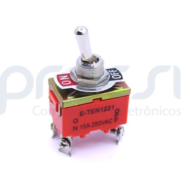 Chave L/D Alavanca Metálica KN-1221 - 15A/250V 4 Terminais