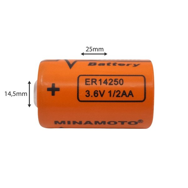 Bateria Lithium 1/2AA - 3,6V 1200mA CR14250 - Minamoto - 14x25mm