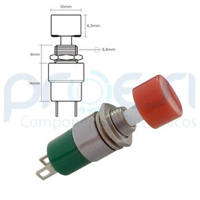 DS-323 Chave Push Button NA - 2T - Vermelho