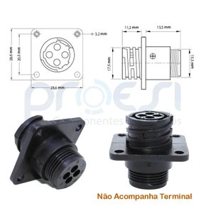Conector Reverso Amp/Tyco Femea 206430-1- 4 Vias Fix. Chassis
