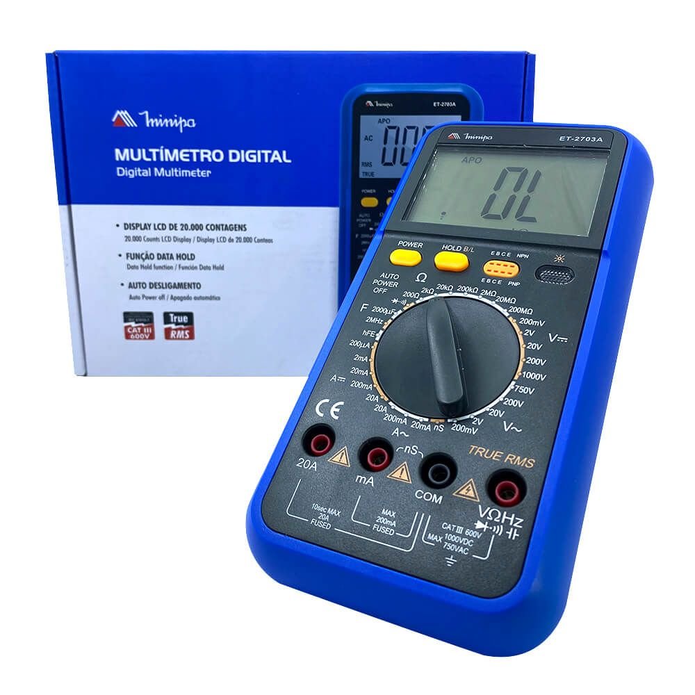 ET-2703A Multímetro Digital CAT III True Rms - Minipa