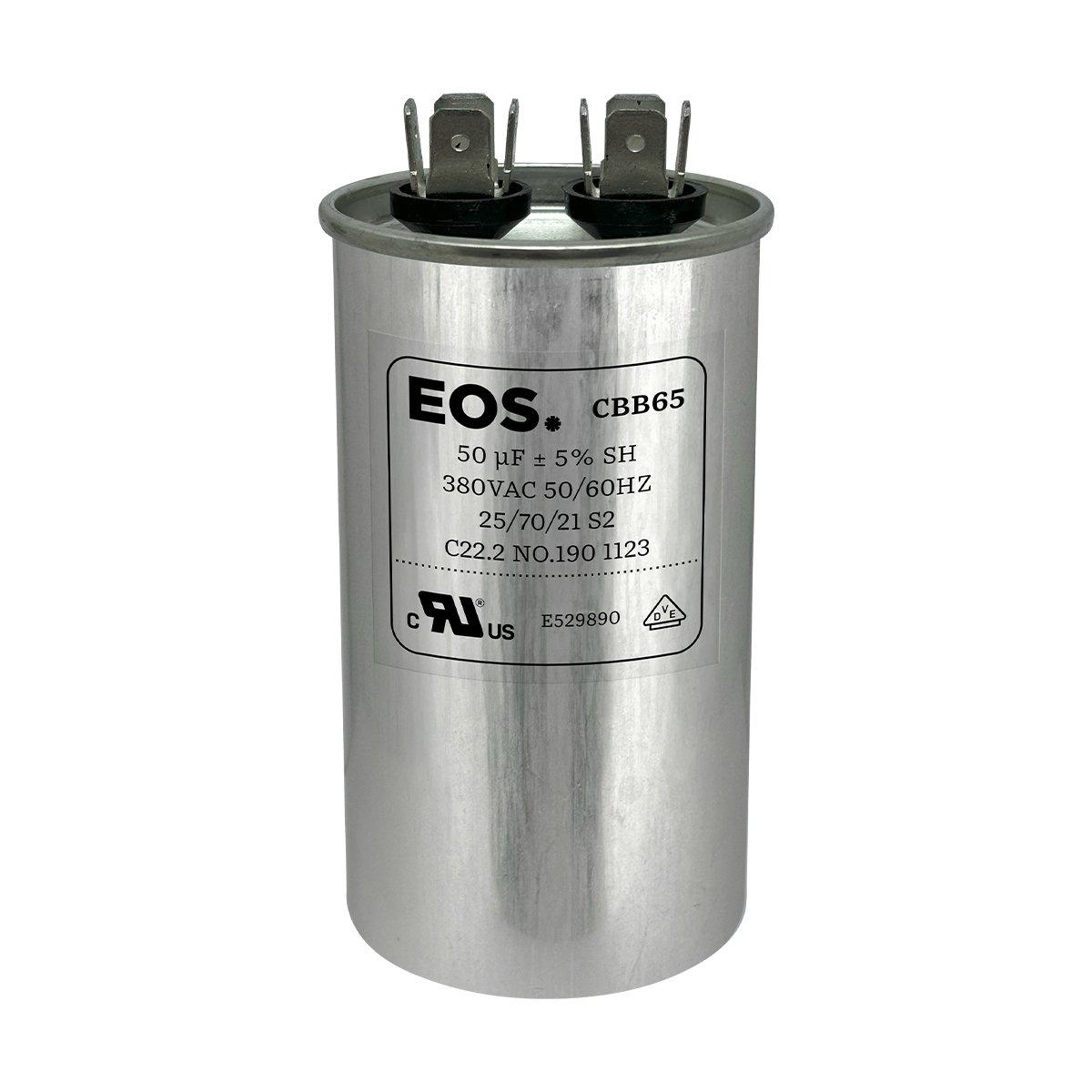 01 capacitor permanente cbb65 eos 50uf 380v corpo em aluminio