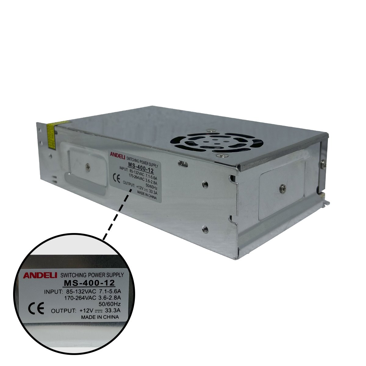 Fonte Chaveada +12V 33,3A 400W MS-400-12 Andeli | Proesi