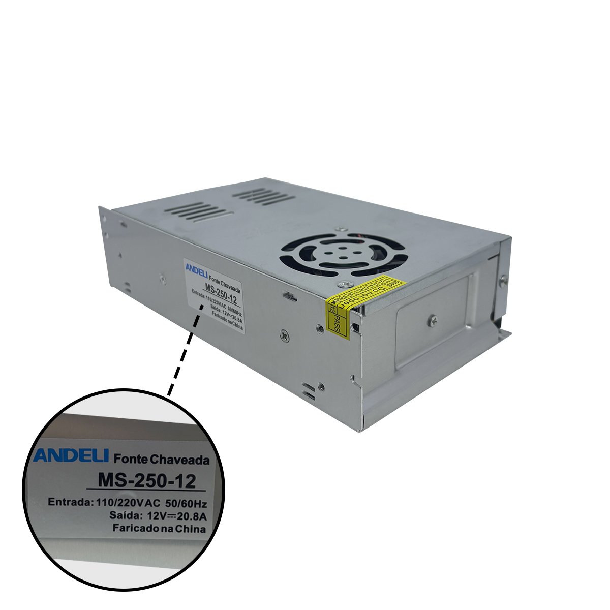 Fonte Chaveada Colmeia 12V 20,8A 250W MS-250-12 Andeli