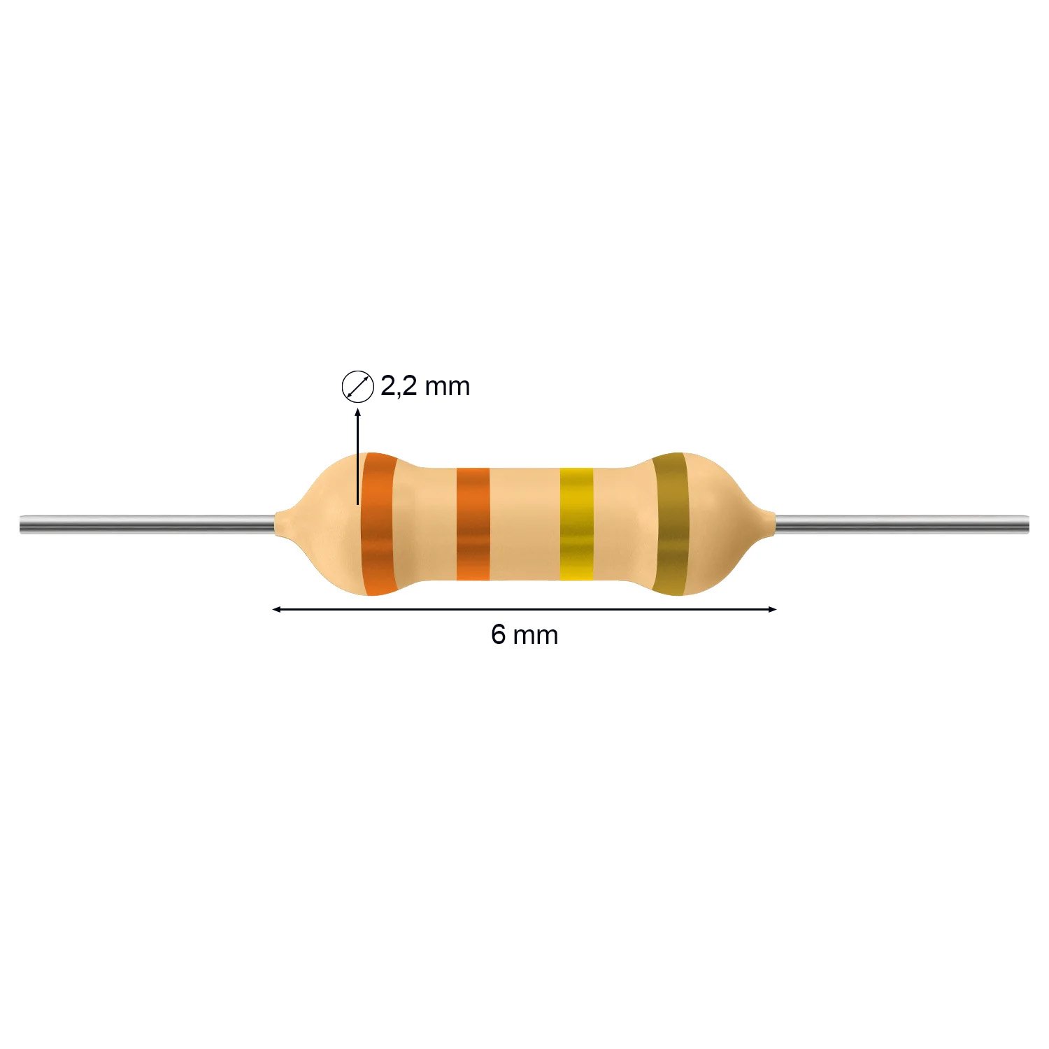 Resistor 330K Ohms com Potência 1/4W e Precisão de 5%