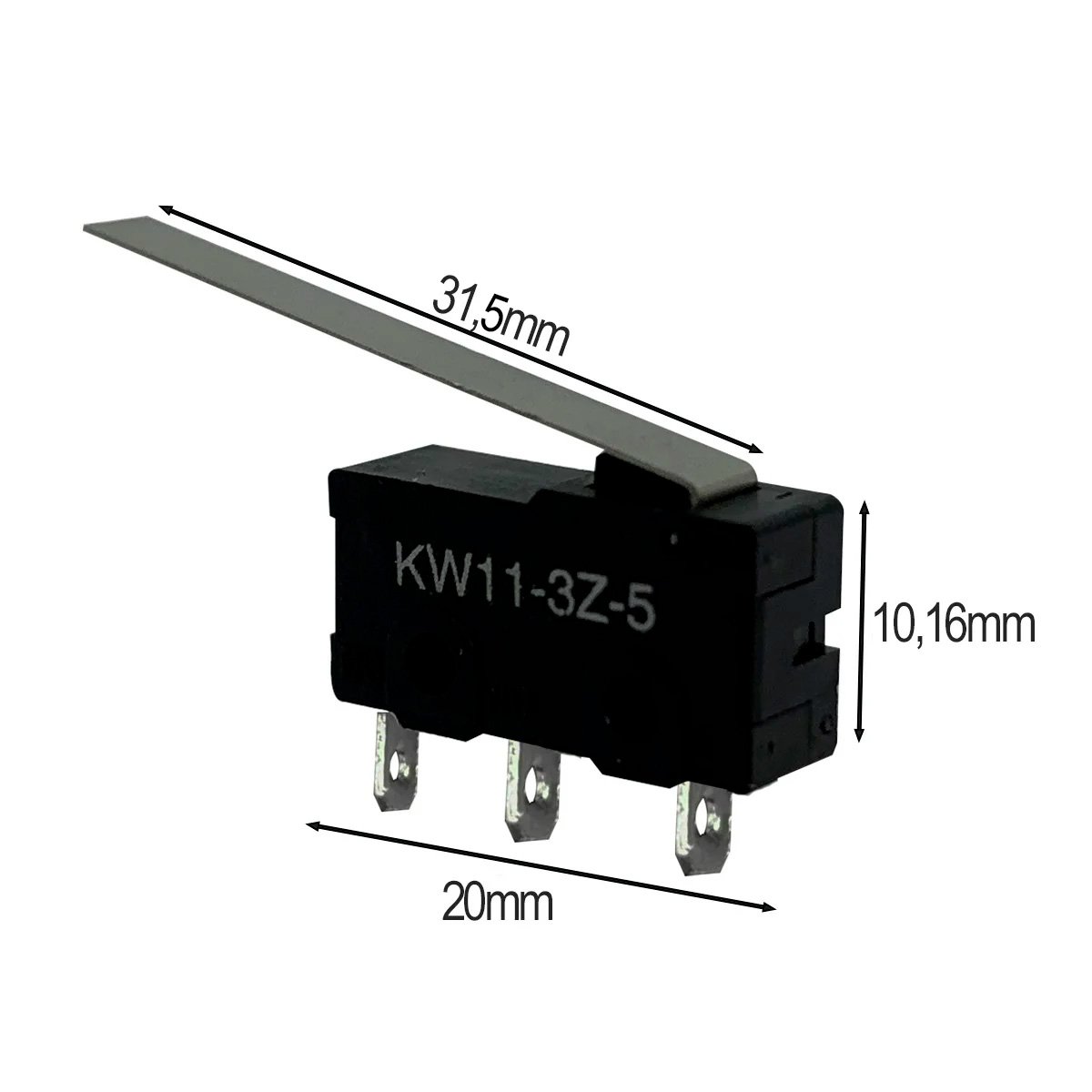11616 2 micro chave kw11 3z 5a 3 terminais 31 5mm