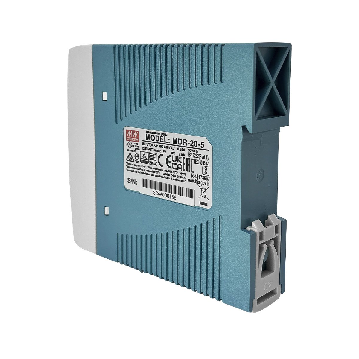 Fonte Mean Well MDR-20-5 5V 3A 15W Trilho DIN Bivolt