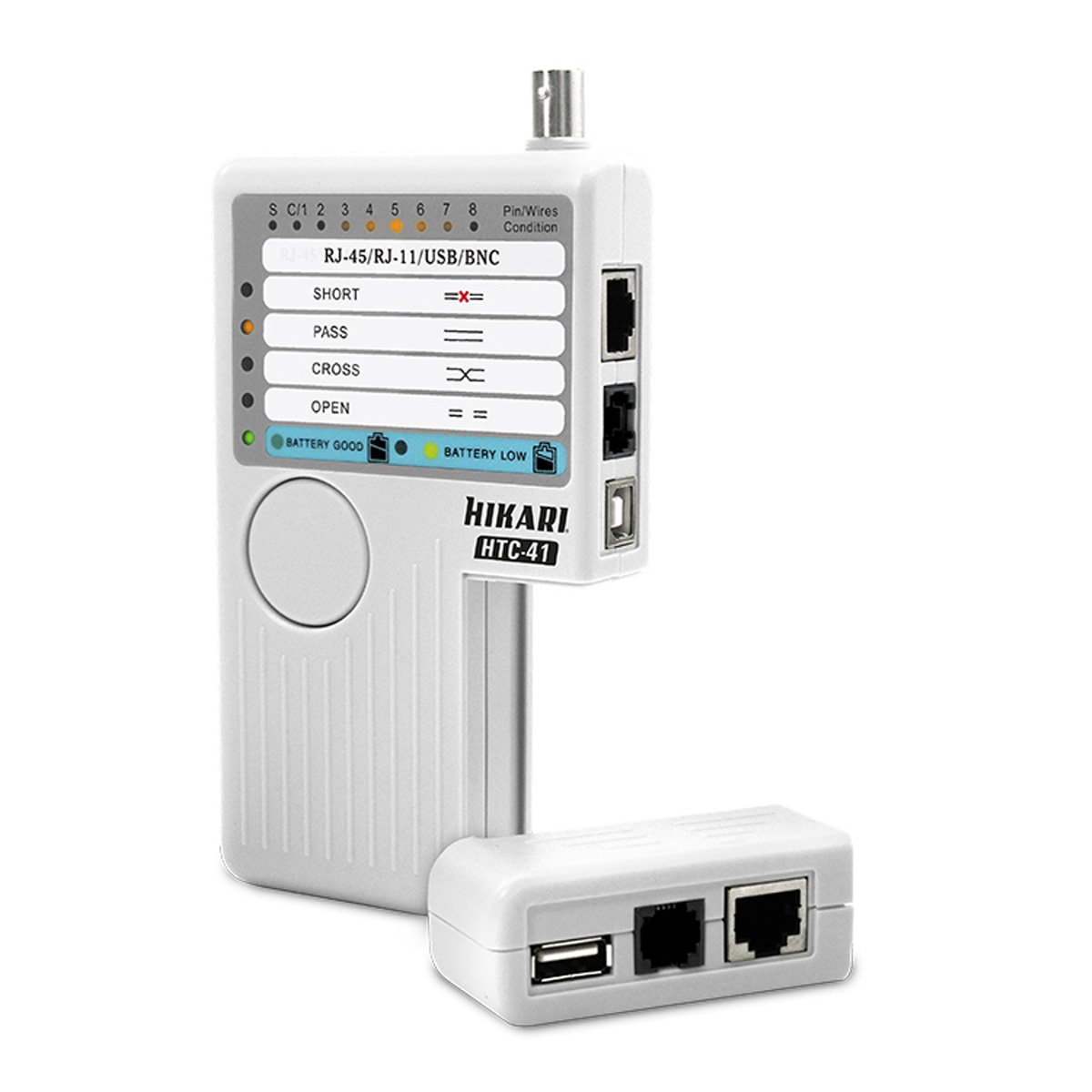 Testador de cabos Hikari RJ45, RJ11, BNC e USB HTC-41