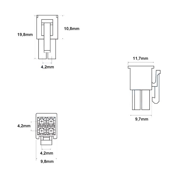 02 conector mini fit macho hm051 2x2 4 vias