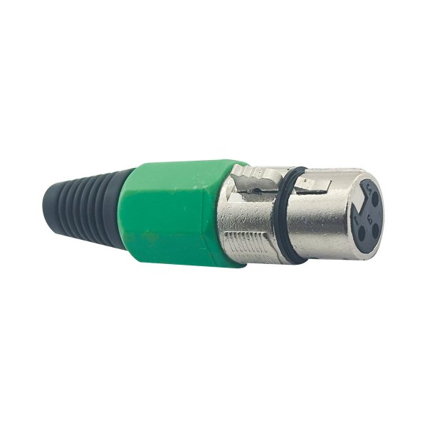 02 conector xlr canon femea 3 pinos verde