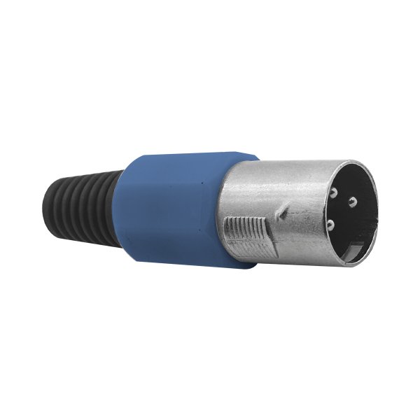 02 conector xlr canon macho 3 pinos azul