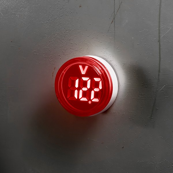 Voltímetro de Painel Digital IDR20V-R (22mm, 50 a 500VAC, Cor