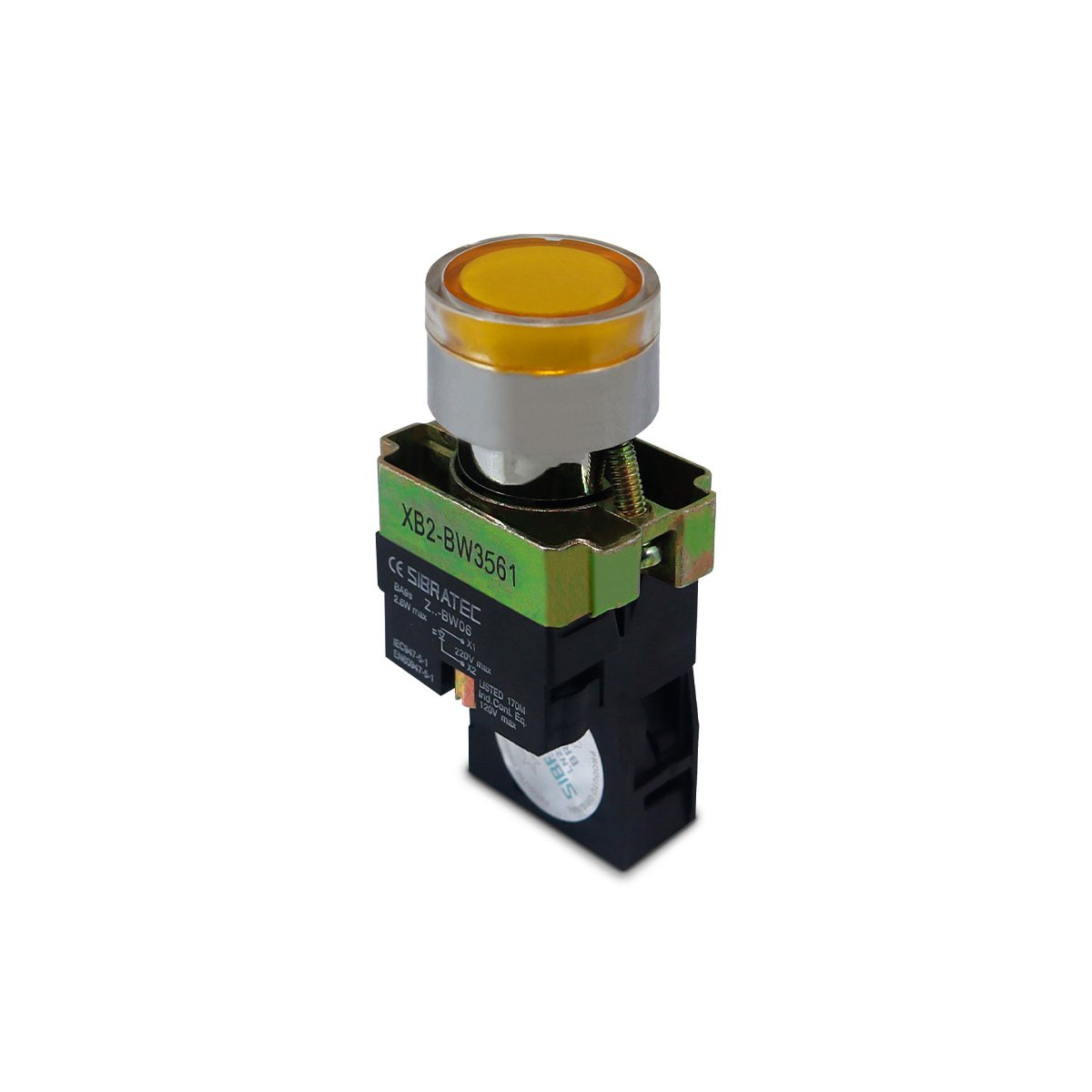113804 a botao pulsante xb2 bw3561 metal 22mm 1na 24vac dc amar ilum sibratec