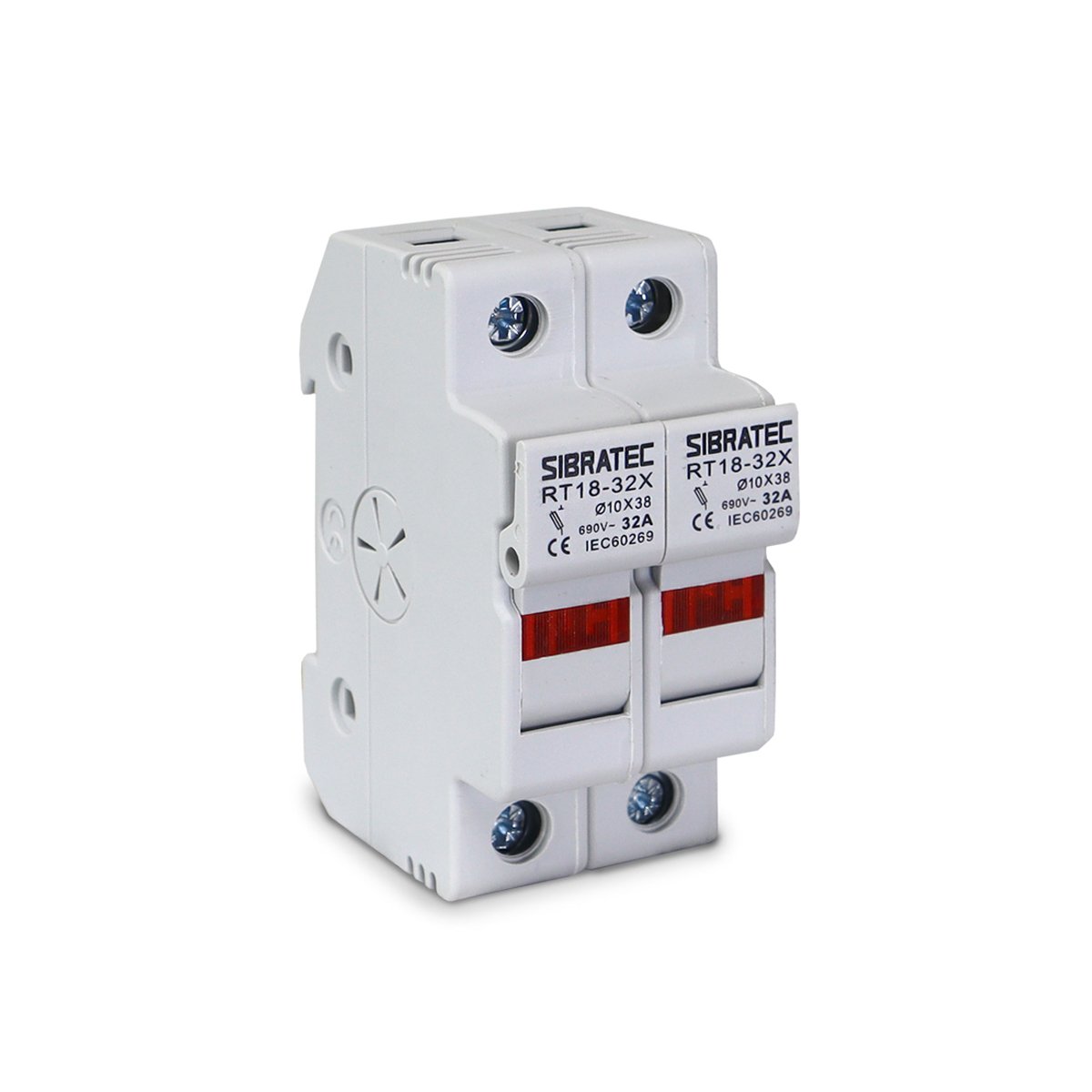 Porta Fusível 2 Polos 32A 10x38mm Sibratec