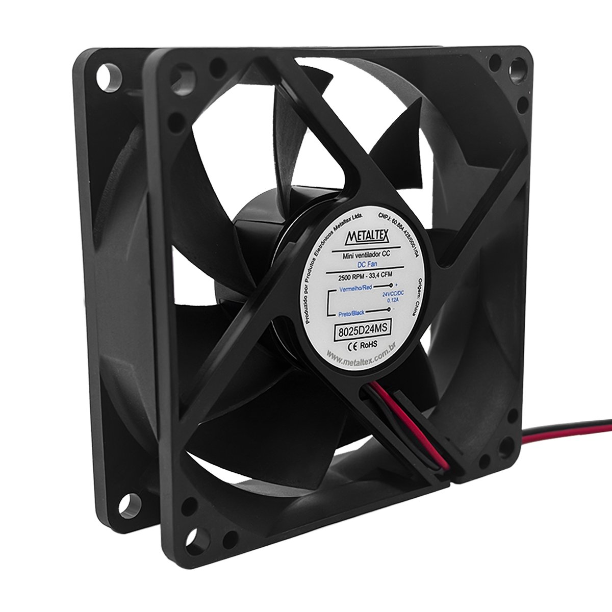 03 micro ventilador 80x80x25mm 24v bucha metaltex 8025d24ms