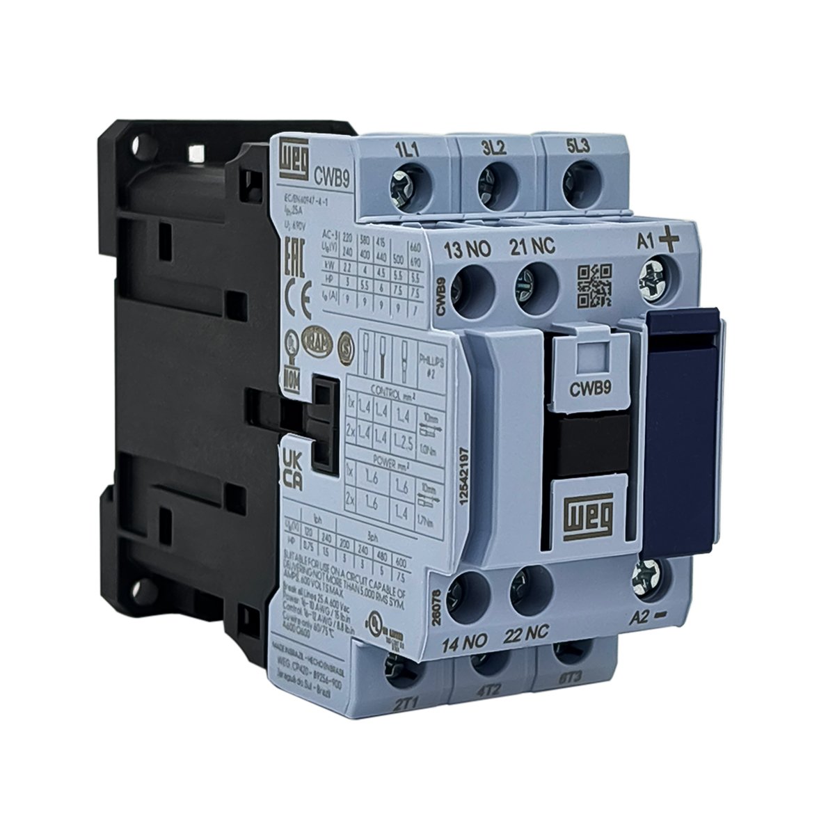 113957 a contator cwb9 11 30c03 24vdc 9 amp 1na 1nf azul weg